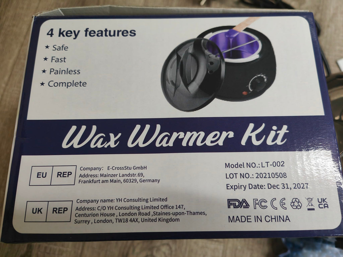 Wax Warmer Waxing Set Home Hair Removal: Wax Machine 4 Packs Wax Beads and 30 Wooden Spatulas, Wax Hair Removal Face Body Women Men