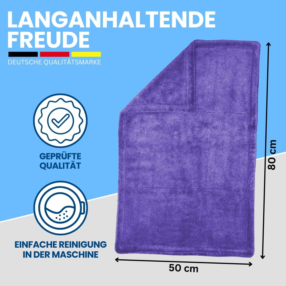 Ivality® Auto Drying Towel XXL 80x50 cm - 1800 GSM Ultra Absorbent Microfiber Towels for Car Care and Motorcycle, Lint-Free, Paint-Safe Twisted Towel Microfiber Towels - Purple