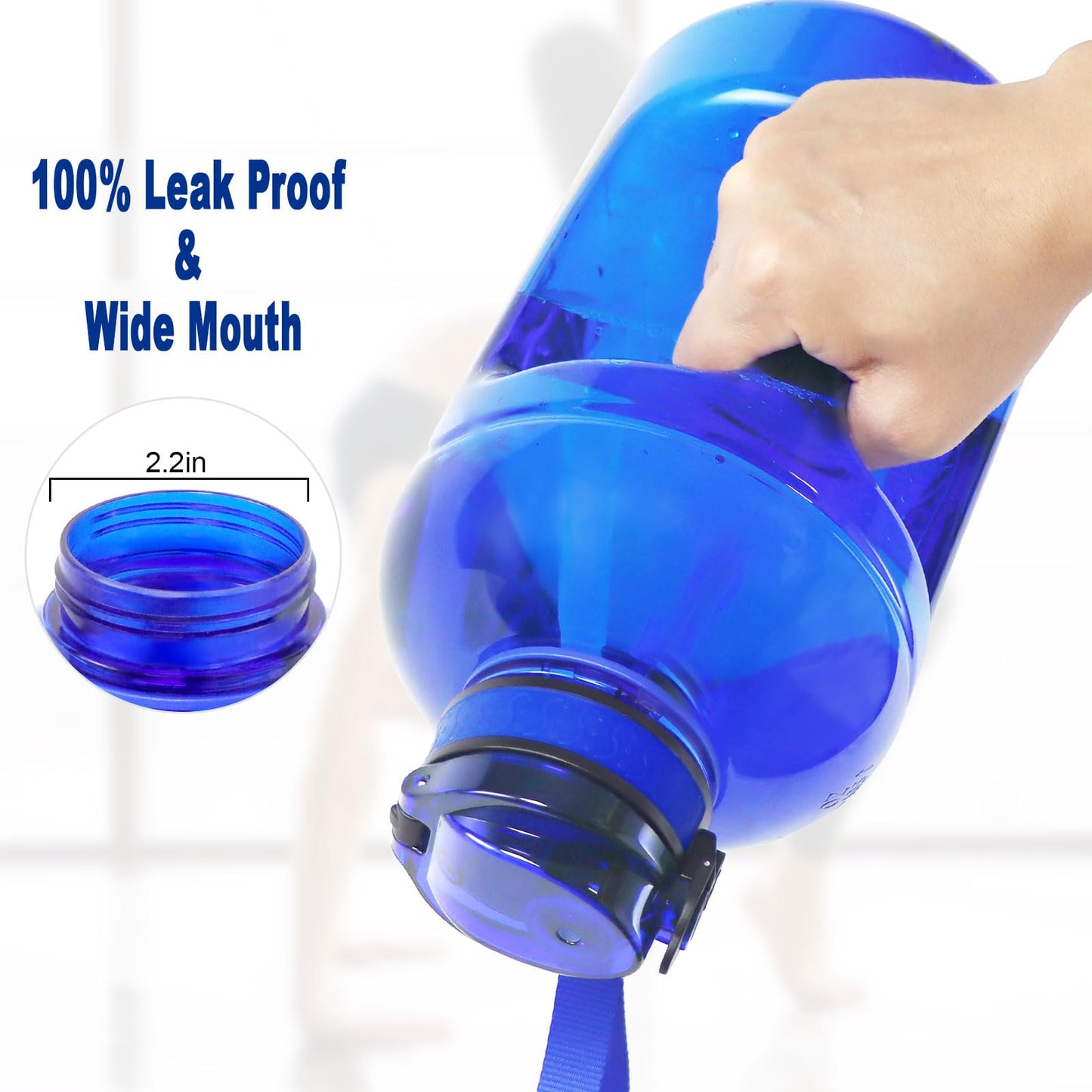 3L Motivational Water Bottle with Straw, Time Markings, & Handle! Stay hydrated & crush your fitness goals at the gym, outdoors, & in the office (Royal Blue)
