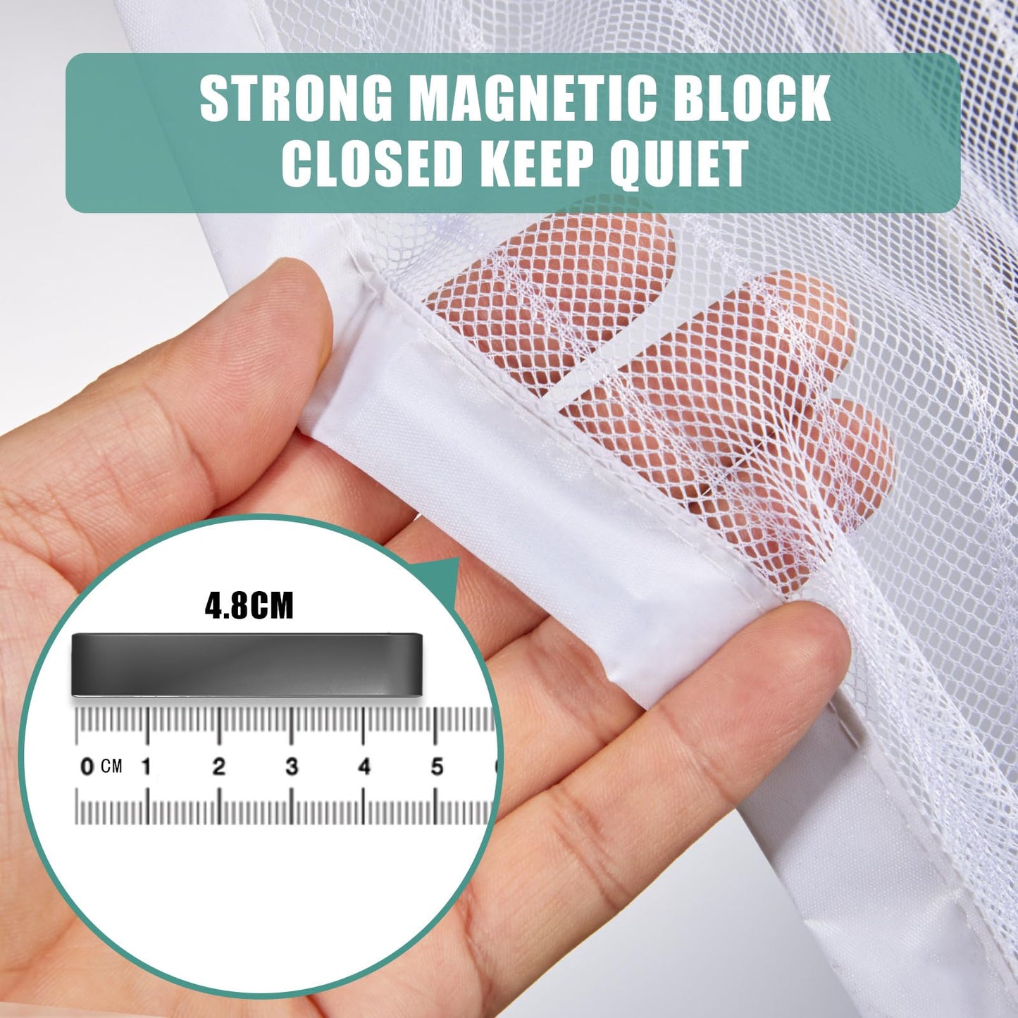 JOY2SEE Magnetic Fly Screen Door 71x87in, Updated Version Mesh Door, White Magnetic Curtain Insect Protection, No Drilling