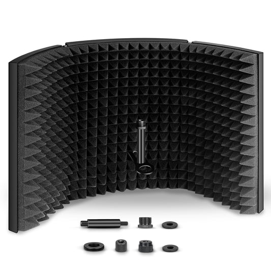 aokeo Microphone Isolation Shield, Studio Microphone Soundproofing Foam Reflector for any Condenser Microphone Studio Recording Equipment