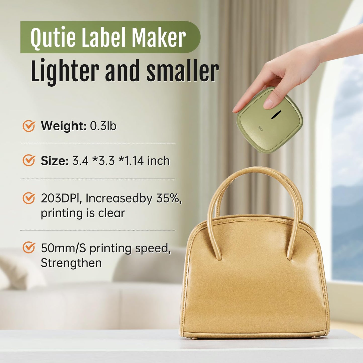 Cute Bluetooth Label Printer Self-Adhesive, Portable Mini Labeling Machine, USB Charging Label Printer, label maker for Home, Office, Date, Name, Compatible, iOS & Android, Green