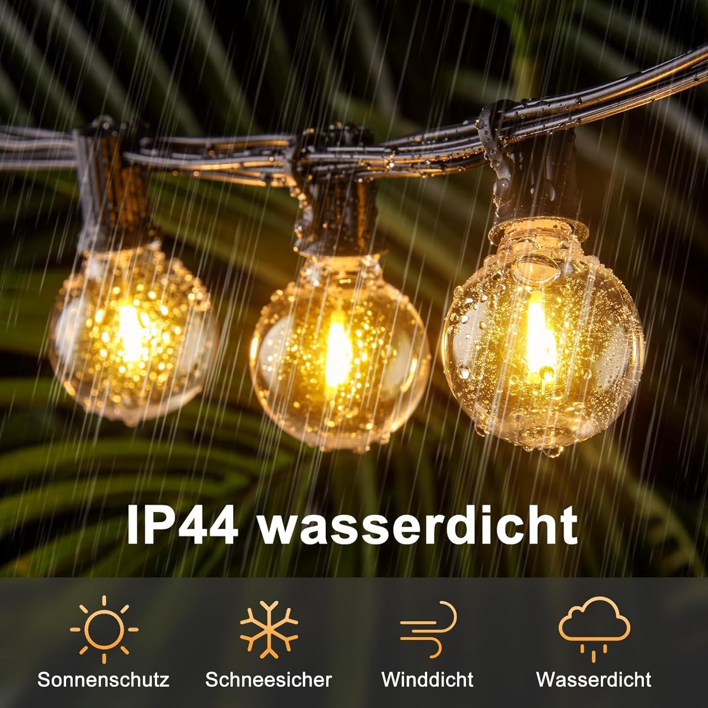 Seklin LED Outdoor String Lights Bulbs Power - Outdoor String Lights 30M with 50+2 G40 IP44 Weatherproof Bulbs for Indoor Outdoor Garden Balcony Camping Party Decoration