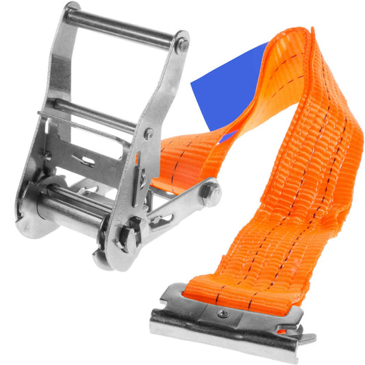 INDUSTRIE PLANET 4 x 2000kg lashing capacity 5m 2t ratchet straps for anchor rail combination rail in two parts orange ratchet strap 50mm long hole rail tie-down rail