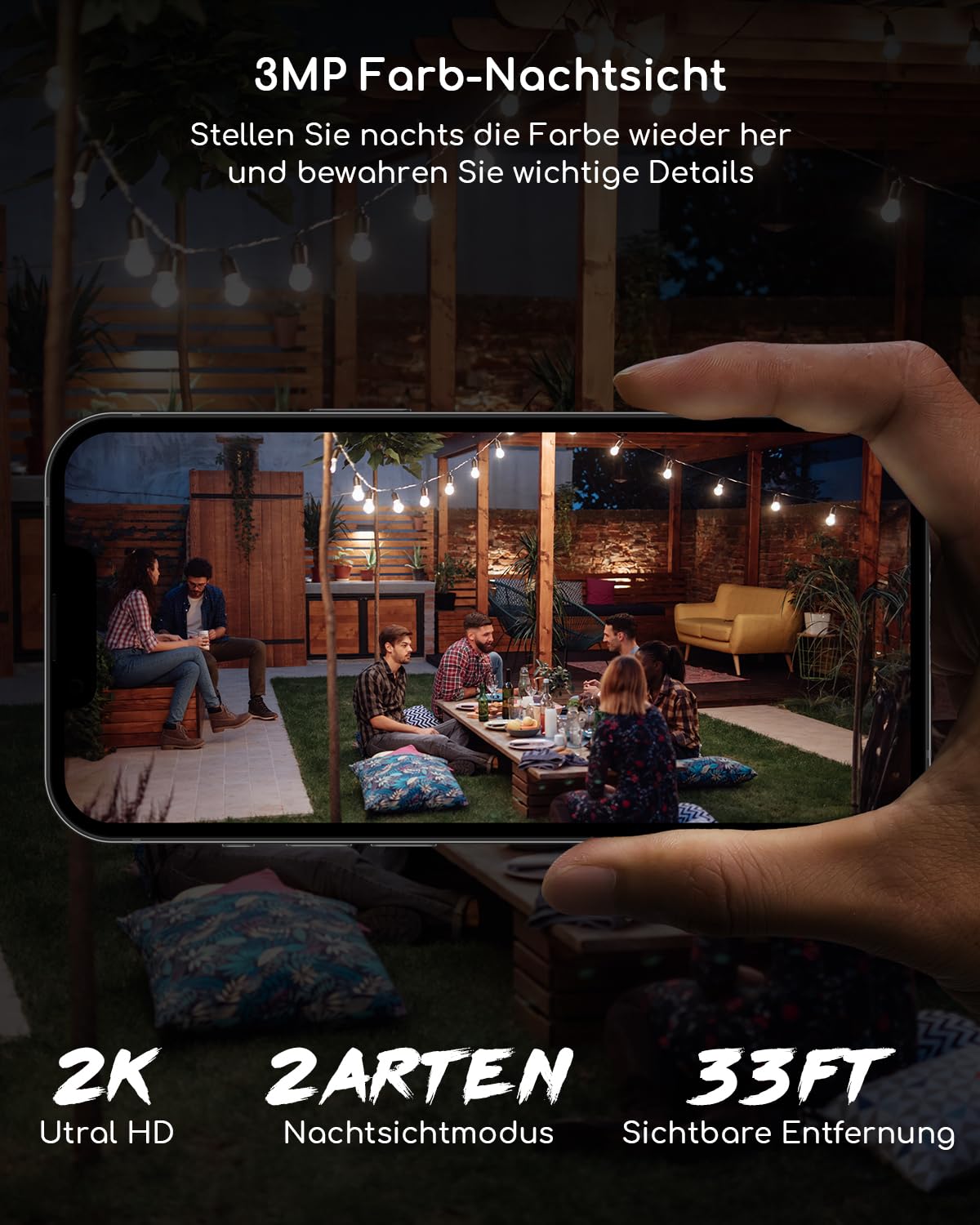 COOAU 2K WiFi6 Outdoor | Indoor Battery-Powered Wireless Rechargeable IP Camera with PIR Motion Detection, Long Time Standby with Color Night Vision and 2-Way Audio, IP65