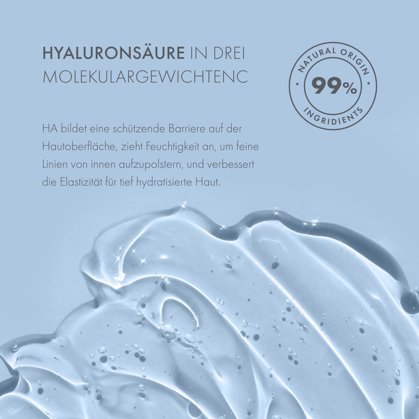 Satin Naturel Hyaluron Serum highly dosed 100ml - 24h moisture - Hyaluronic Acid Serum Face - Vegan - Facial Care Men and Women - Anti Aging Hyaluronic Acid Facial Serum with organic Aloe Vera
