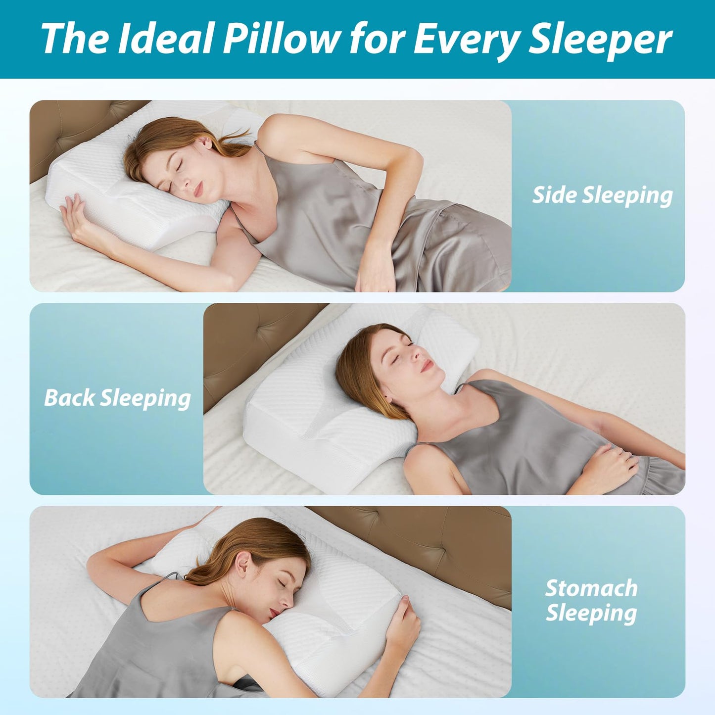 HOMCA Orthopedic Pillow Neck Pillow Ergonomic Pillow, Memory Foam Head Pillow, Orthopedic Neck Support Pillow Ergonomic for Cervical Spine