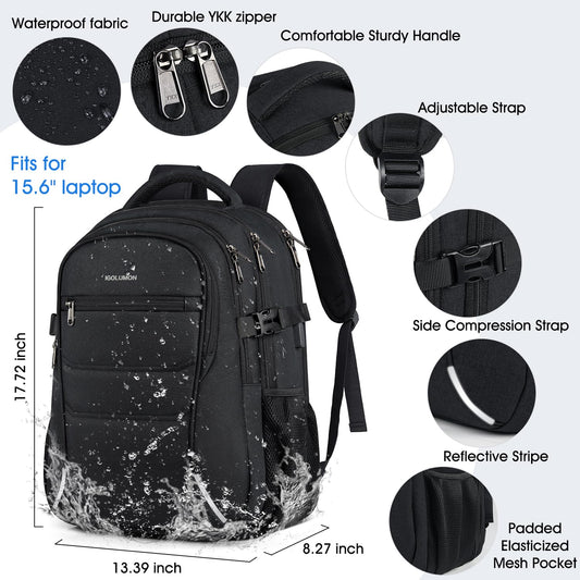 IGOLUMON backpack for men and women, large waterproof school backpack for teenagers, 15.6 inch laptop backpack for men, travel backpack for school, work, and business, carry-on luggage for planes.