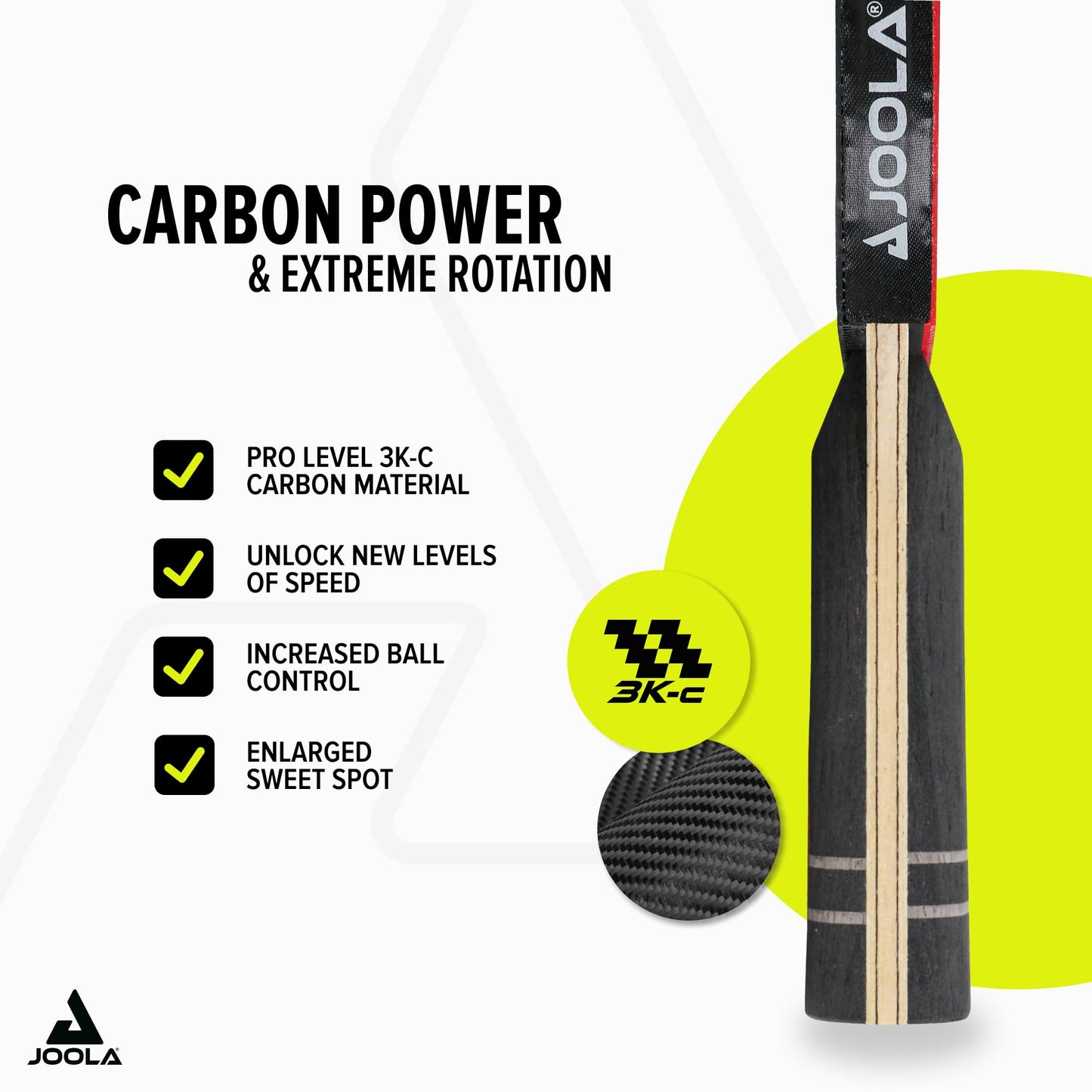 JOOLA Pro Table Tennis Racket Infinity Carbon, ITTF approved competition racket, 29.5 x 18 x 3.5 cm, Black