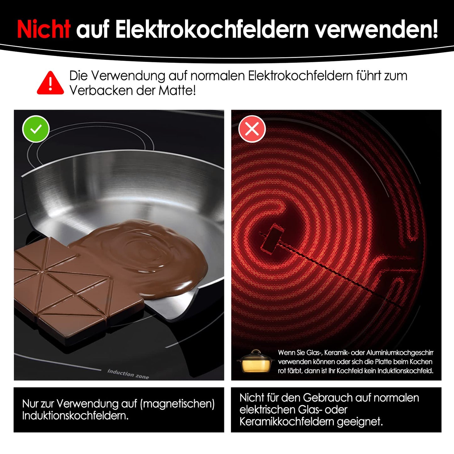KitchenRaku Large Induction Protection Mat, Silicone Induction Cooktop Protection Mat (magnetic) Cooktop Scratch Protection for Induction Stove, Multifunctional Silicone Mats (61x53cm, Pure Black)