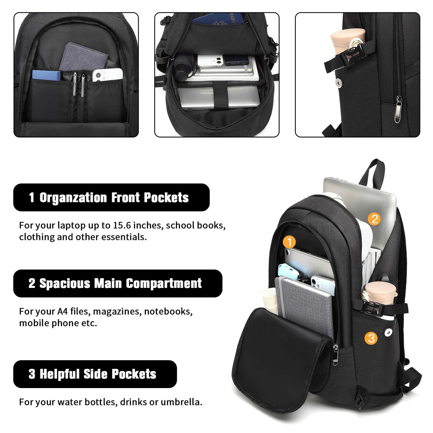 KONO laptop backpack anti-theft travel business work computer