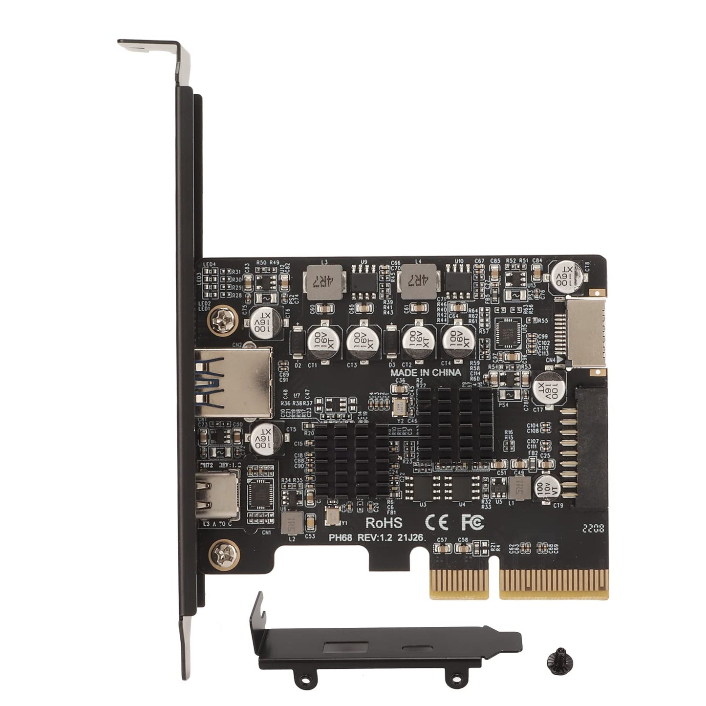 ASHATA PCI Express to USB 3.2 GEN 2 Front Type C Expansion Card, 10Gbps Speed USB C Ports PCIE USB 3.2 GEN 2 Expansion Card for Desktop Computer
