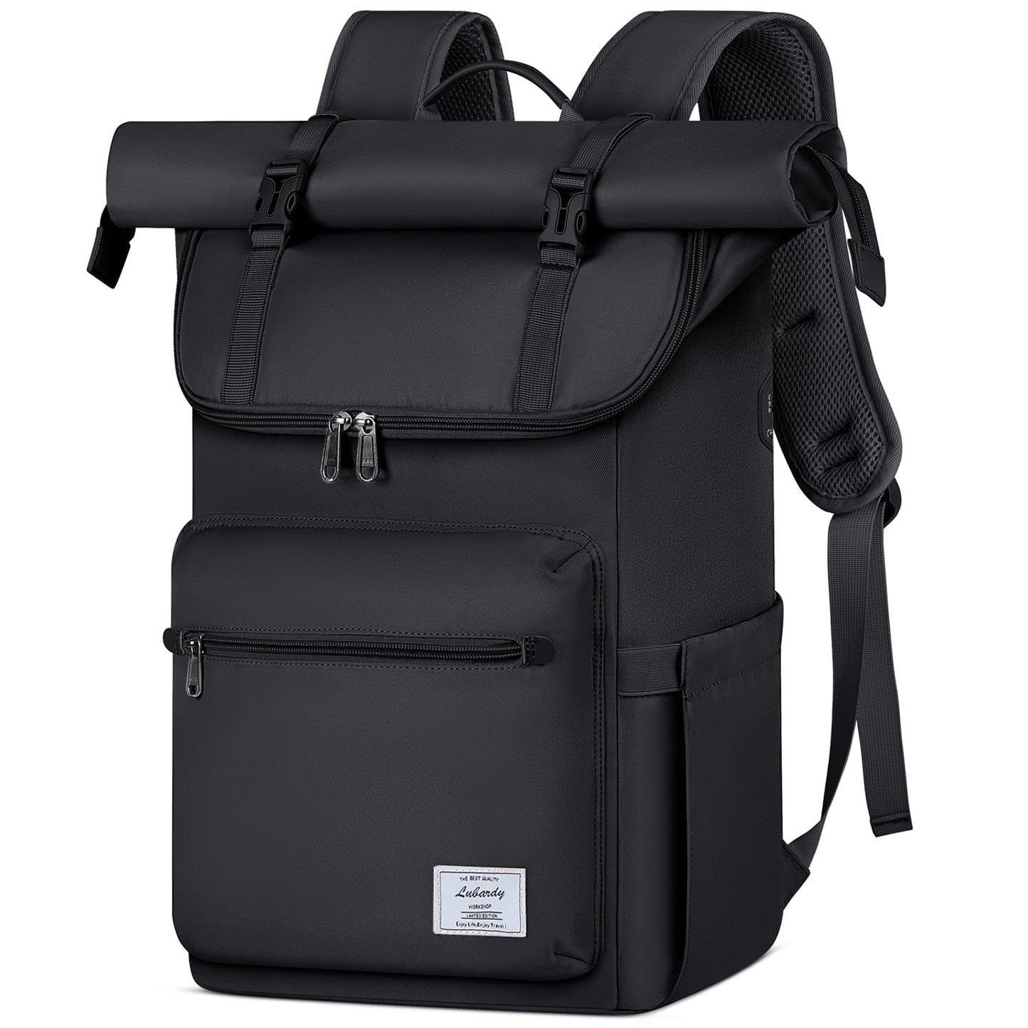 Lubardy Rolltop Backpack Men Women Waterproof Laptop Backpack 17.3 Inch School Backpack Daypacks for College Work Travel Leisure