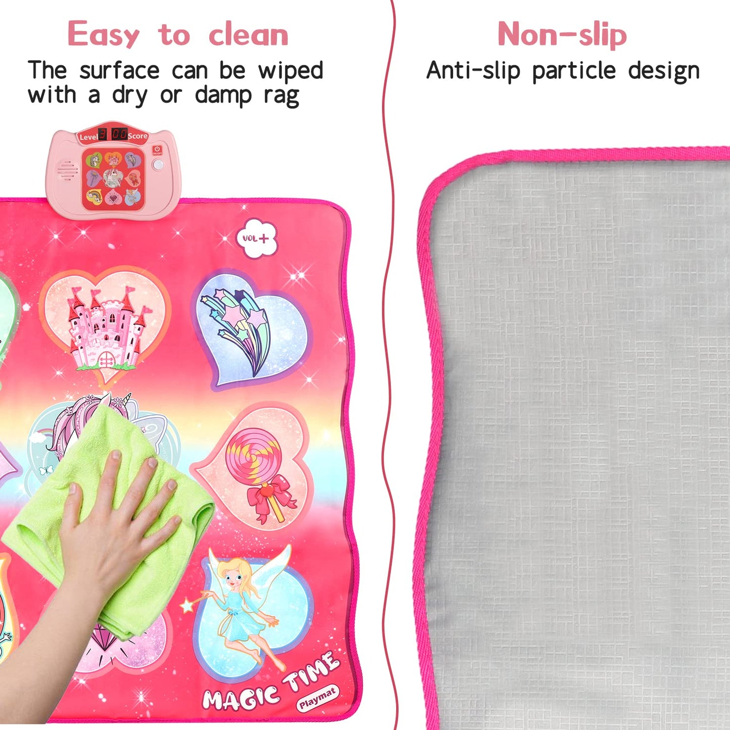 Unicorn dance mat toy, 3 challenge modes touch mat play with LED display, musical dance mat game for 3 4 5 6 7 8 years old girls boys