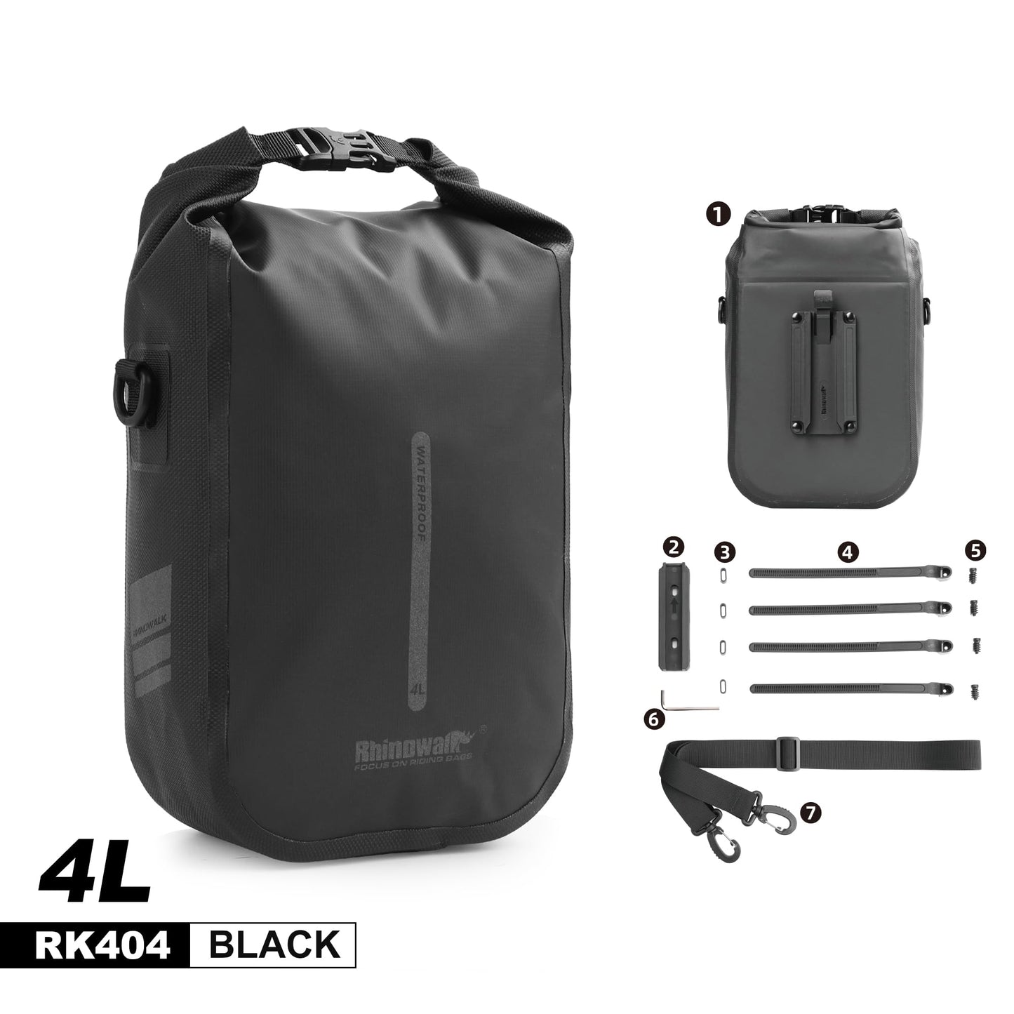 Rhinowalk Bike Rack Bag Waterproof 4/6L Front Bicycle Bag for Rack with Shoulder Strap.