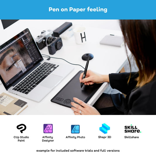 Wacom Intuos Pro graphic tablet (Size: S) - Small, professional pen tablet (includes Wacom Pro Pen 2 stylus with spare nibs, compatible with Windows & Mac) - Ideal for home office & e-learning.