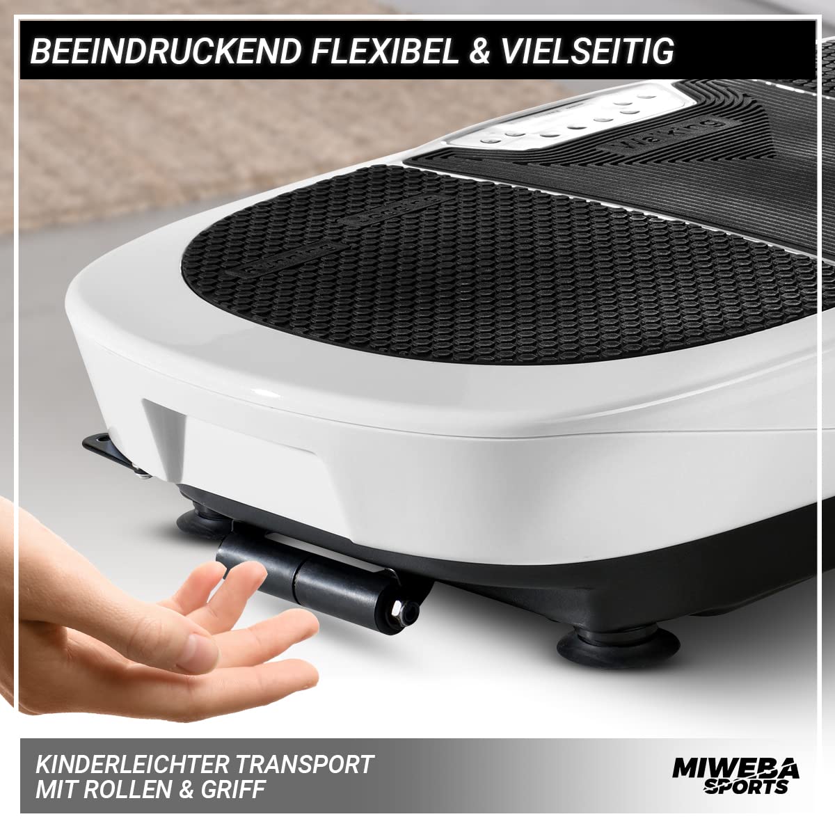 Miweba Sports Fitness 3D Vibration Plate MV200-3 Year Warranty - 400 Watts - 99 Intensity Levels - 3D Training - Bluetooth - LED Lighting - Remote Control - Resistance Bands (Black)