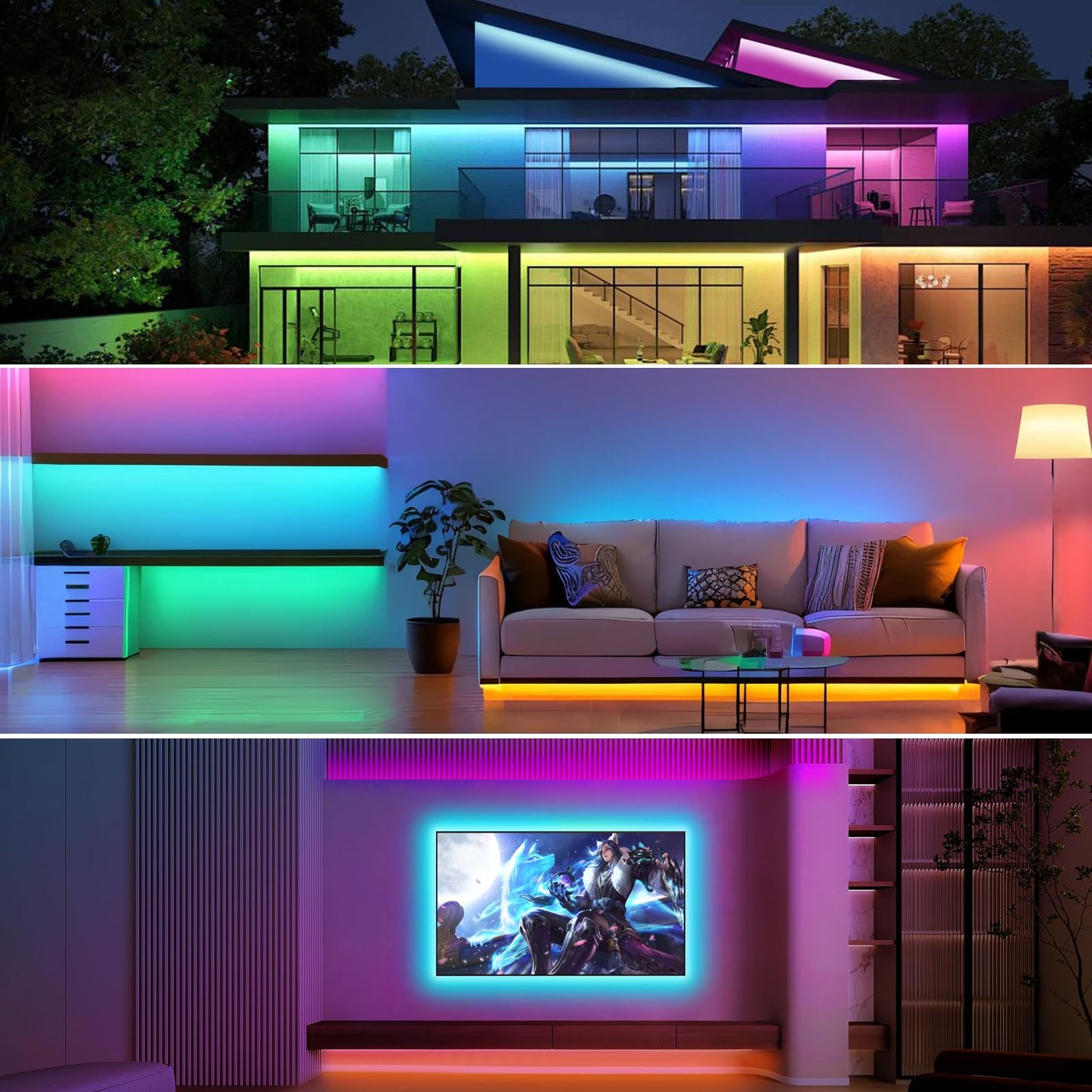 AIMENGTE WiFi Neon Led Strip, 5M 12V IP65 Waterproof Silicone LED Strip, with Alexa, Remote Control, App Control, Music Sync Function, Voice Control, Timer for DIY, TV