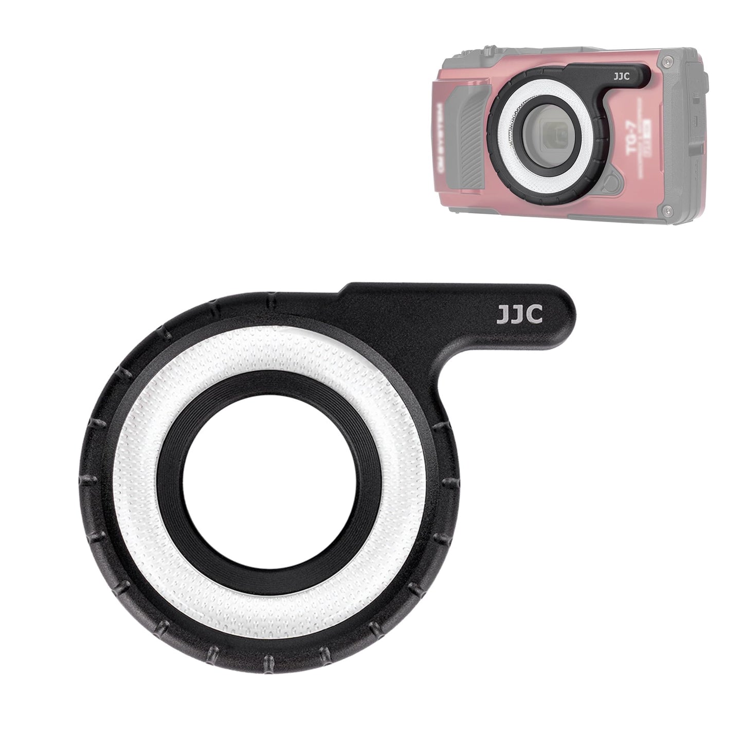 JJC Macro LED Light Guide Ring for Olympus Tough TG-7 TG-6 TG-5 TG-4 TG-3 TG-2 TG-1 TG7 TG6 TG5 cameras, TG series camera dedicated LED light guide attachment ring lighting macro photography accessory