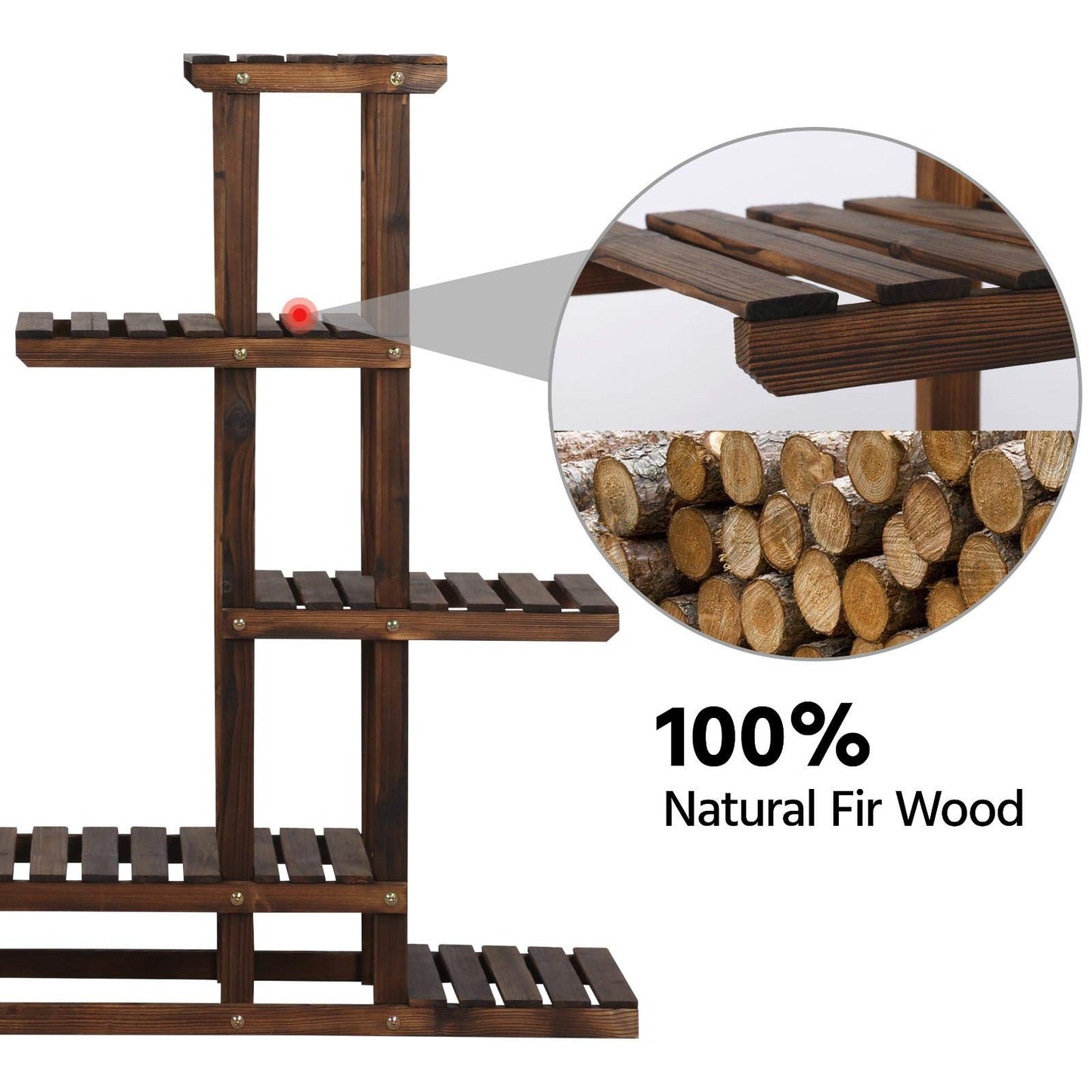 Yaheetech Plant Stand 6 Tier Flower Shelf Flower Bench Wood Rack Flower Ladder Balcony Outdoor Garden Shelf Leaning Shelf Plant Stand 97 x 96 x 25 cm