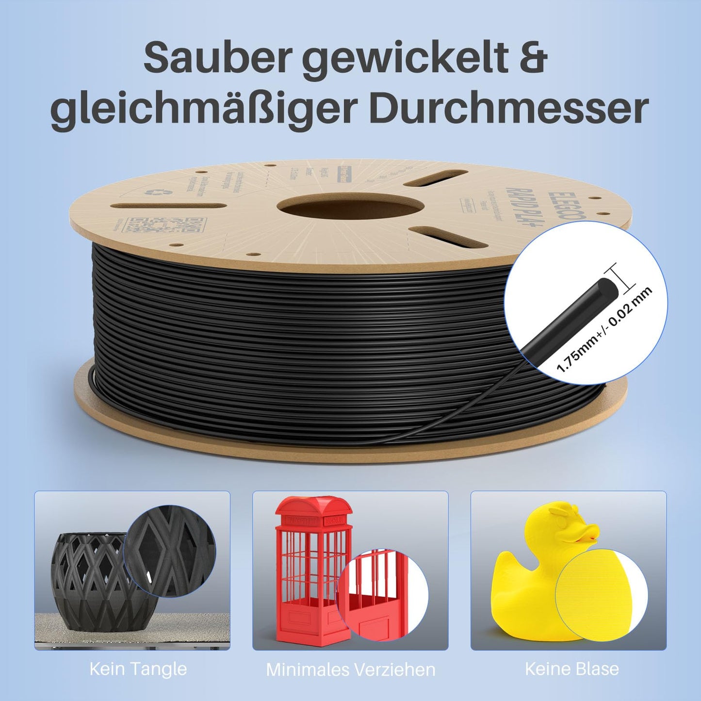 ELEGOO High Speed PLA+ Filament 1.75mm White 1 KG, Rapid PLA Plus 3D Printer Speedy Filament, 600 mm/s High Speed Printing, Dimensional Accuracy +/-0.02mm, 1kg Spool (2.2lbs)
