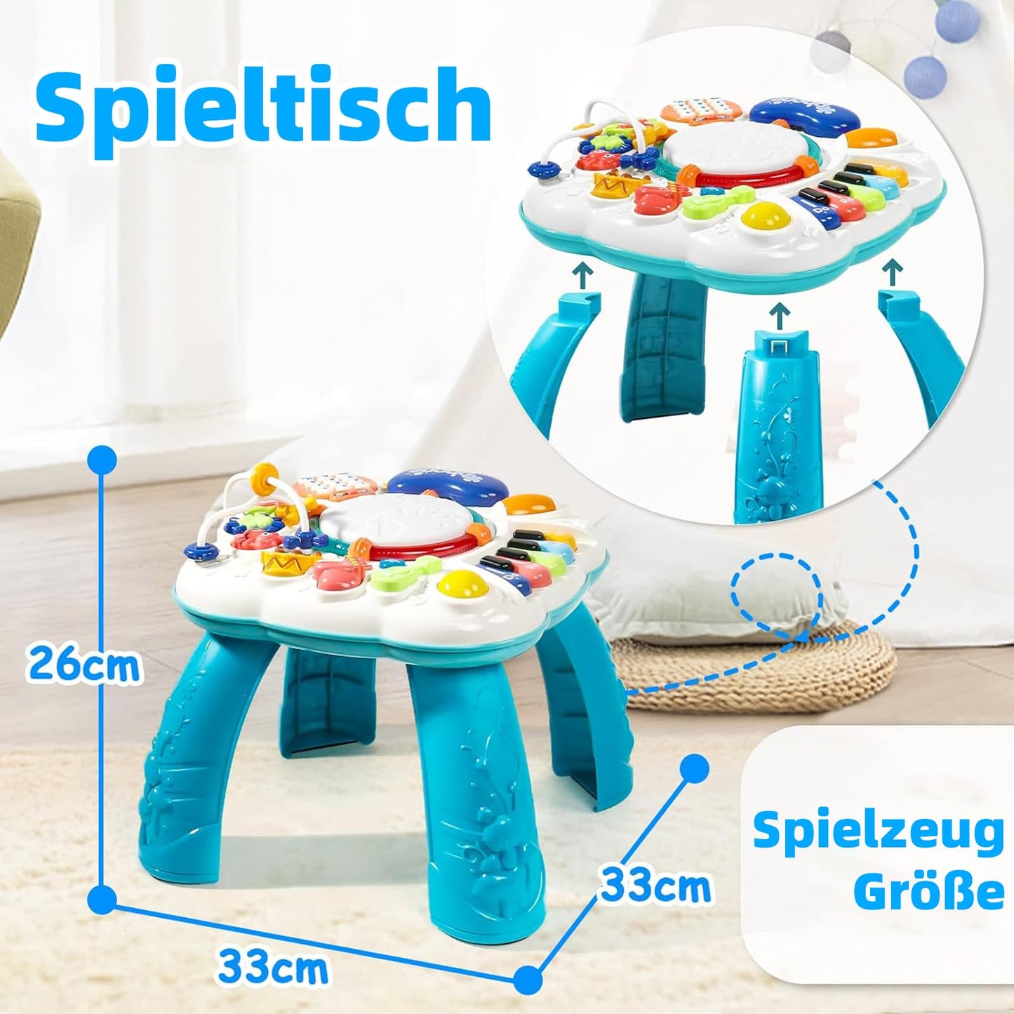 Toy From 1 Year - Baby Toy 6 in 1 Play Table Children's Toy from 1 2 Years 9 Months Easter Gifts Easter Gifts from 1 Year Children Girls Boys Game Baby DJ Console Musical Toy