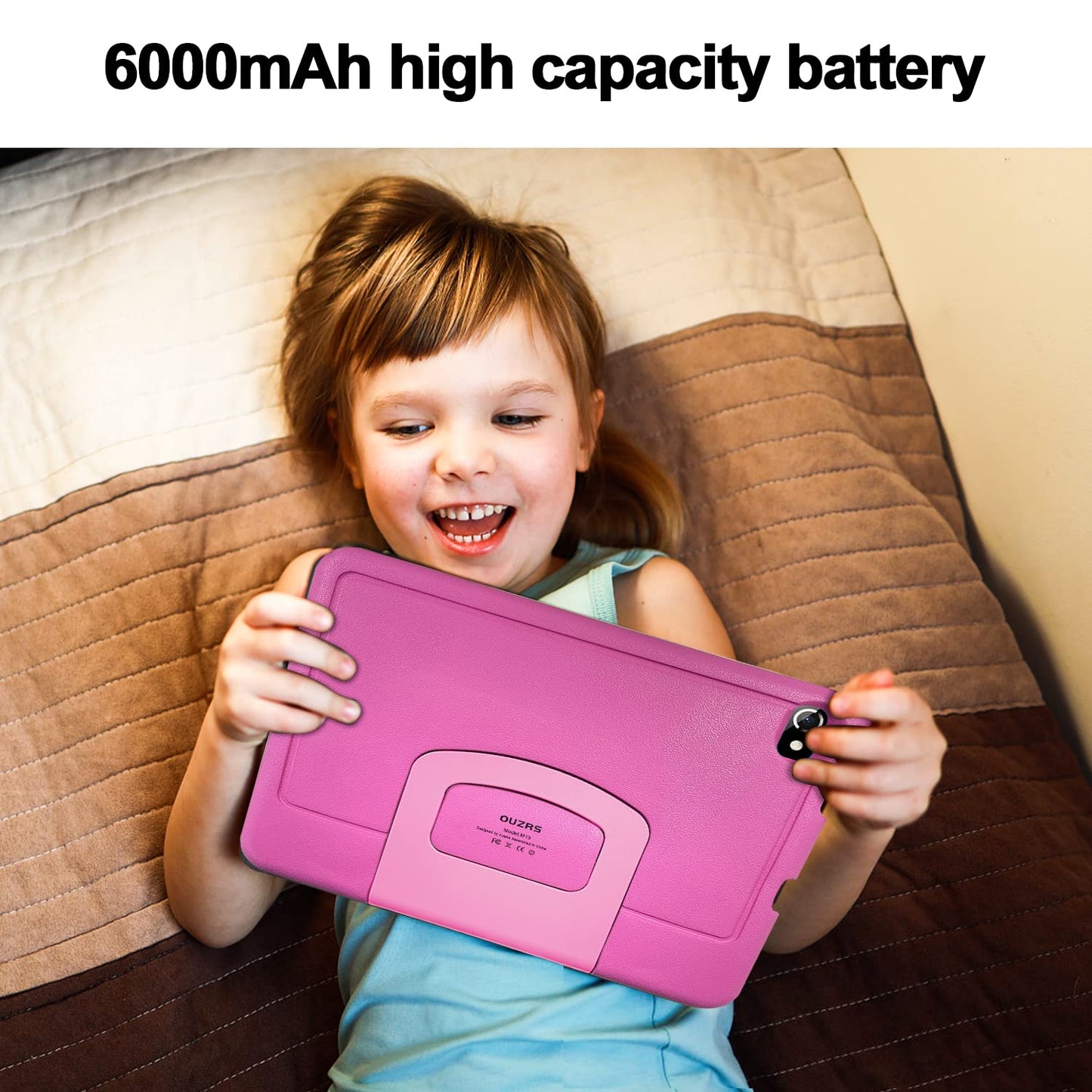Kids Tablet, Octa Core 10-inch Touchscreen Tablet, 4 GB RAM + 64 GB ROM Android 12 Learning Tablet with Case, WiFi, Parental Control, Dual Cameras, Games, Bluetooth, Learning Tablet - Children's Tablet (Pink)