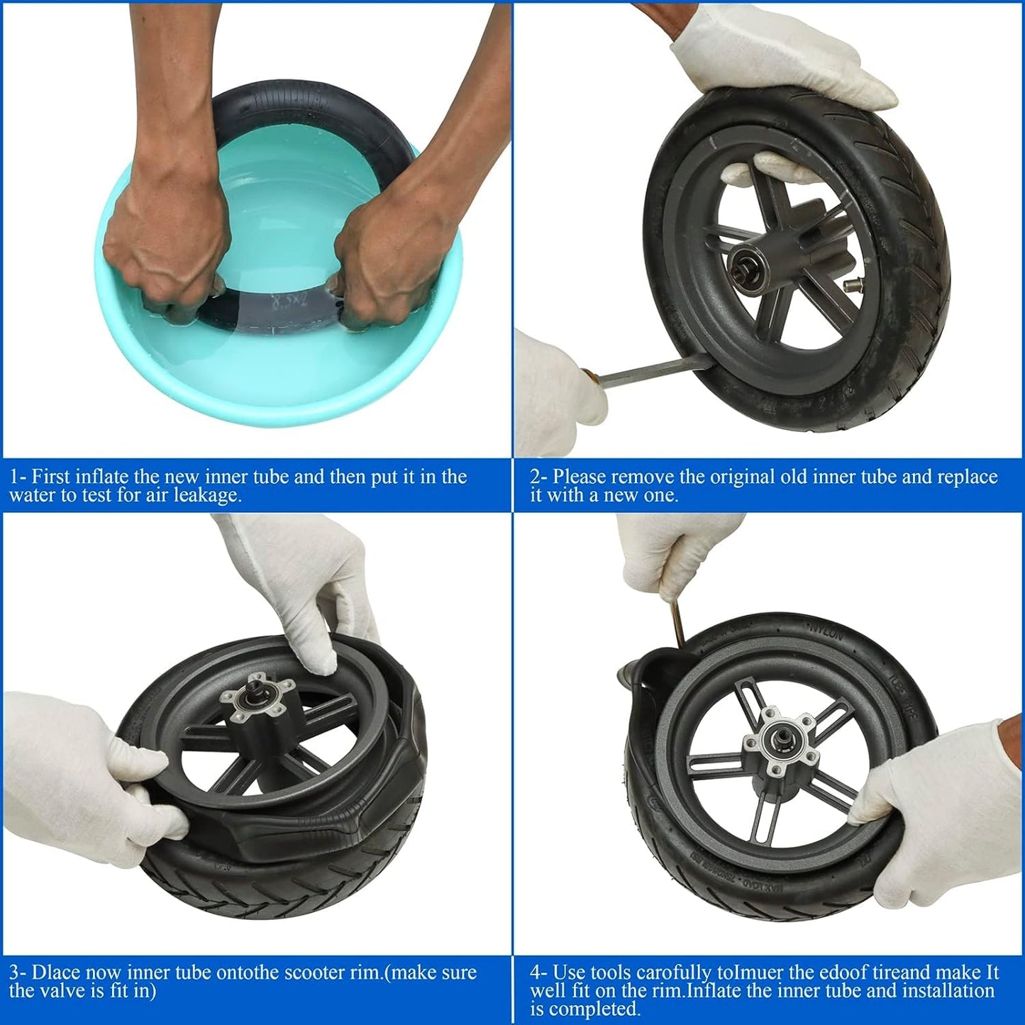 Amitor E Scooter tires with tube 8 1/2 x2, tire tube for E scooter 50/75-6.1. Wear-resistant & non-slip, 8.5 inch replacement tire+tube for Xiaomi Pro 2 M365 Pro 1S, 8 1/2 thickened replacement wheels.