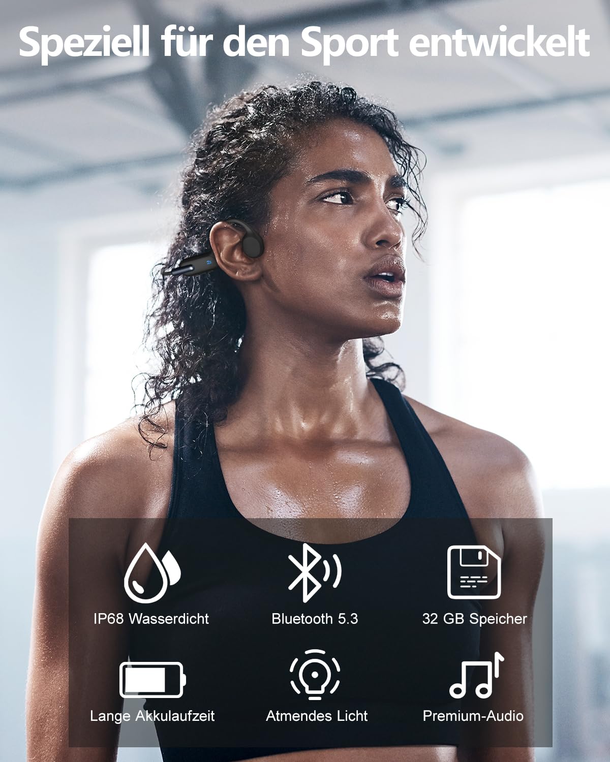 Swimming headphones, bone conduction Bluetooth 5.3, sports 32G storage, IPX8 waterproof, underwater with MP3 player, open ear for running.