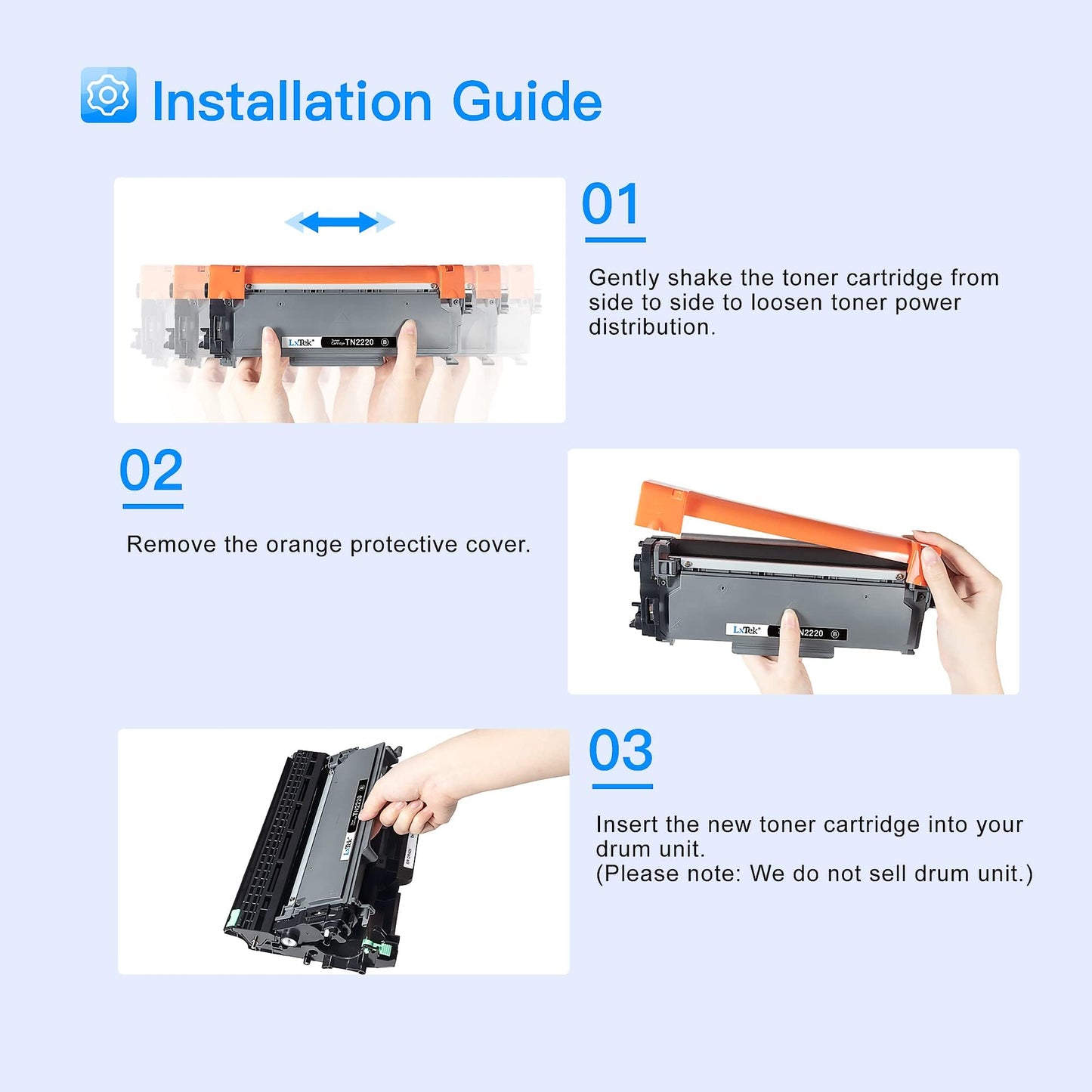 LxTek TN2220 Compatible Toner for Brother MFC-7360N MFC-7460DN MFC-7860DW FAX-2840 FAX-2940 HL-2130 HL-2240 HL-2250DN HL-2135W DCP-7055 DCP-7055W DCP-7065DN (2 Black)