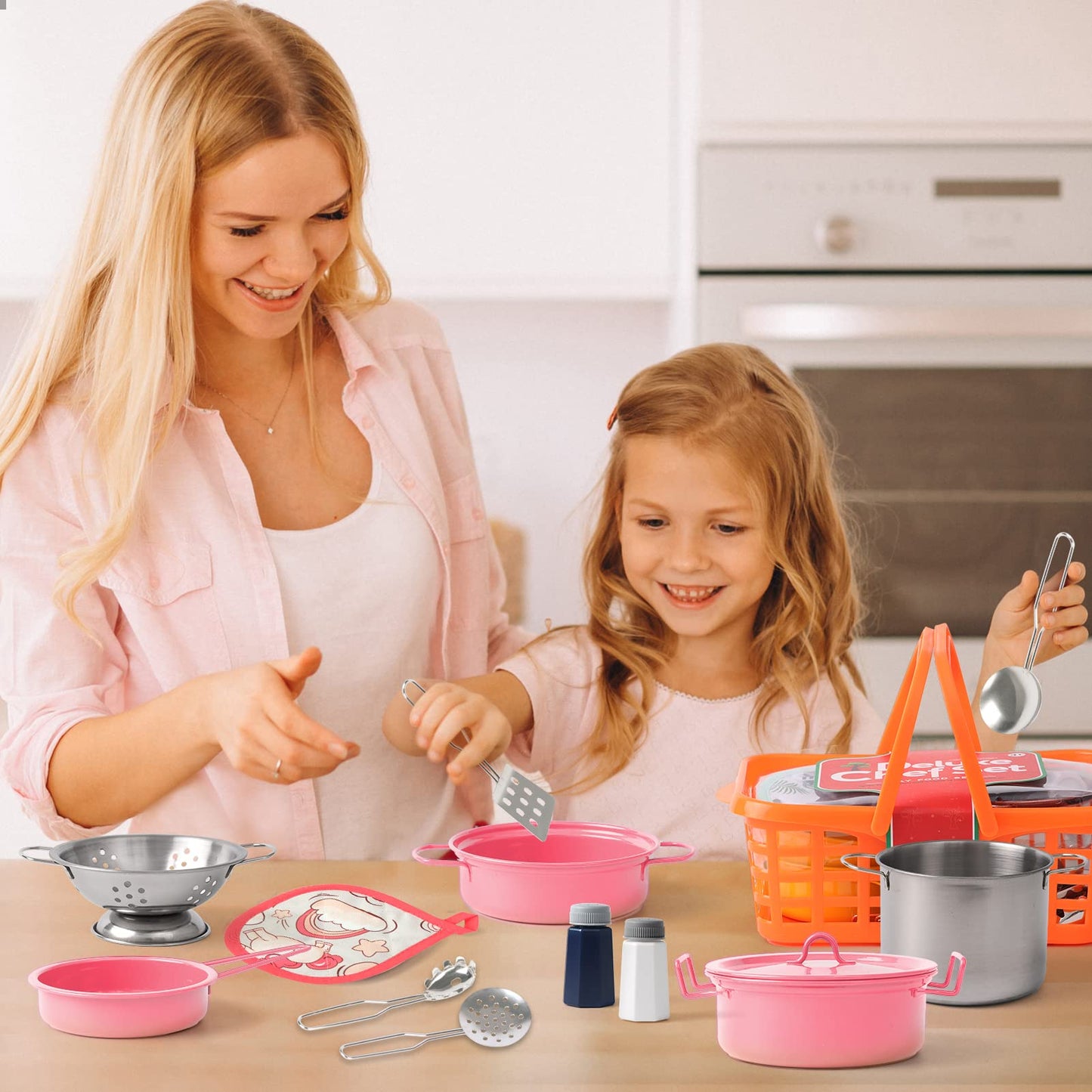 Veitch fairytales children's mud kitchen accessories outdoor kids dishes pots play kitchen kids kitchen dishes play pots kitchen accessories pot set kitchen toys cooking utensils role play gifts (pink)