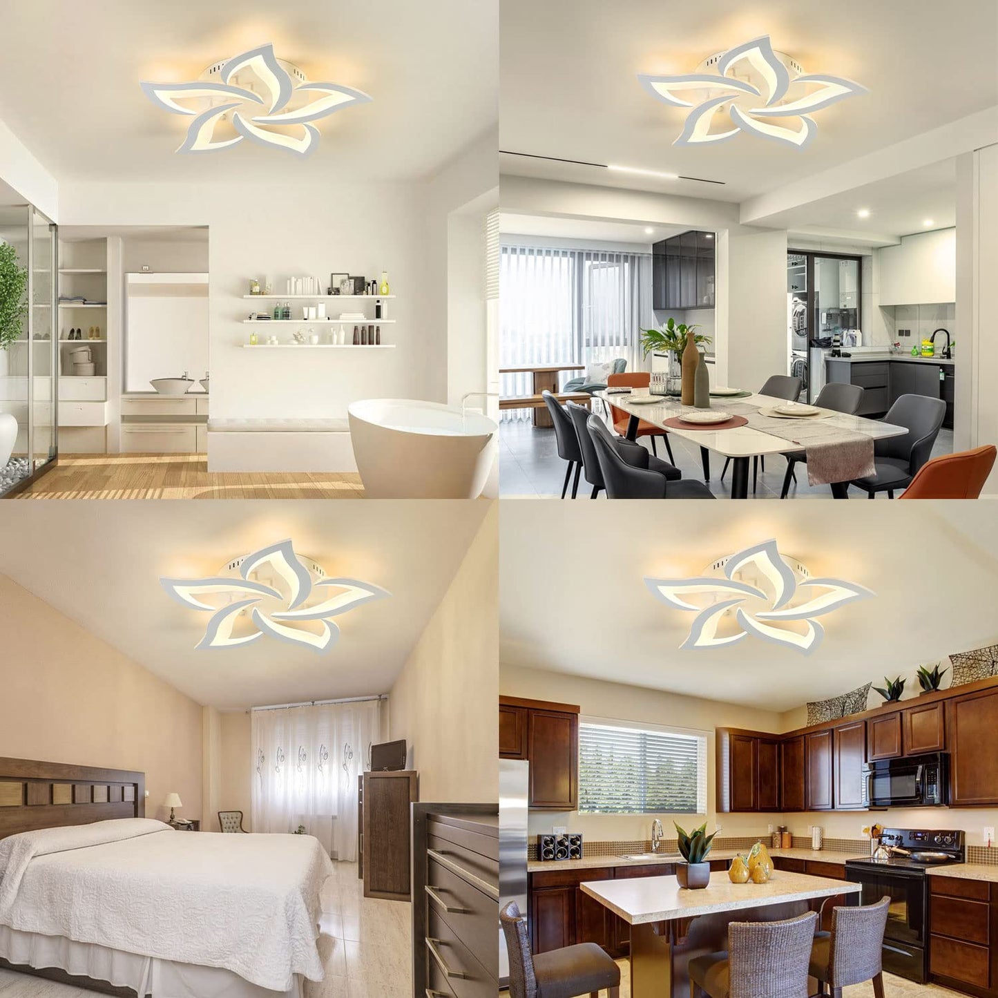 Sky angle LED ceiling light dimmable, living room lamp with remote control, bedroom ceiling light modern ceiling lighting chandelier lamp, Dimming 5 heads/Ø63cm/45W
