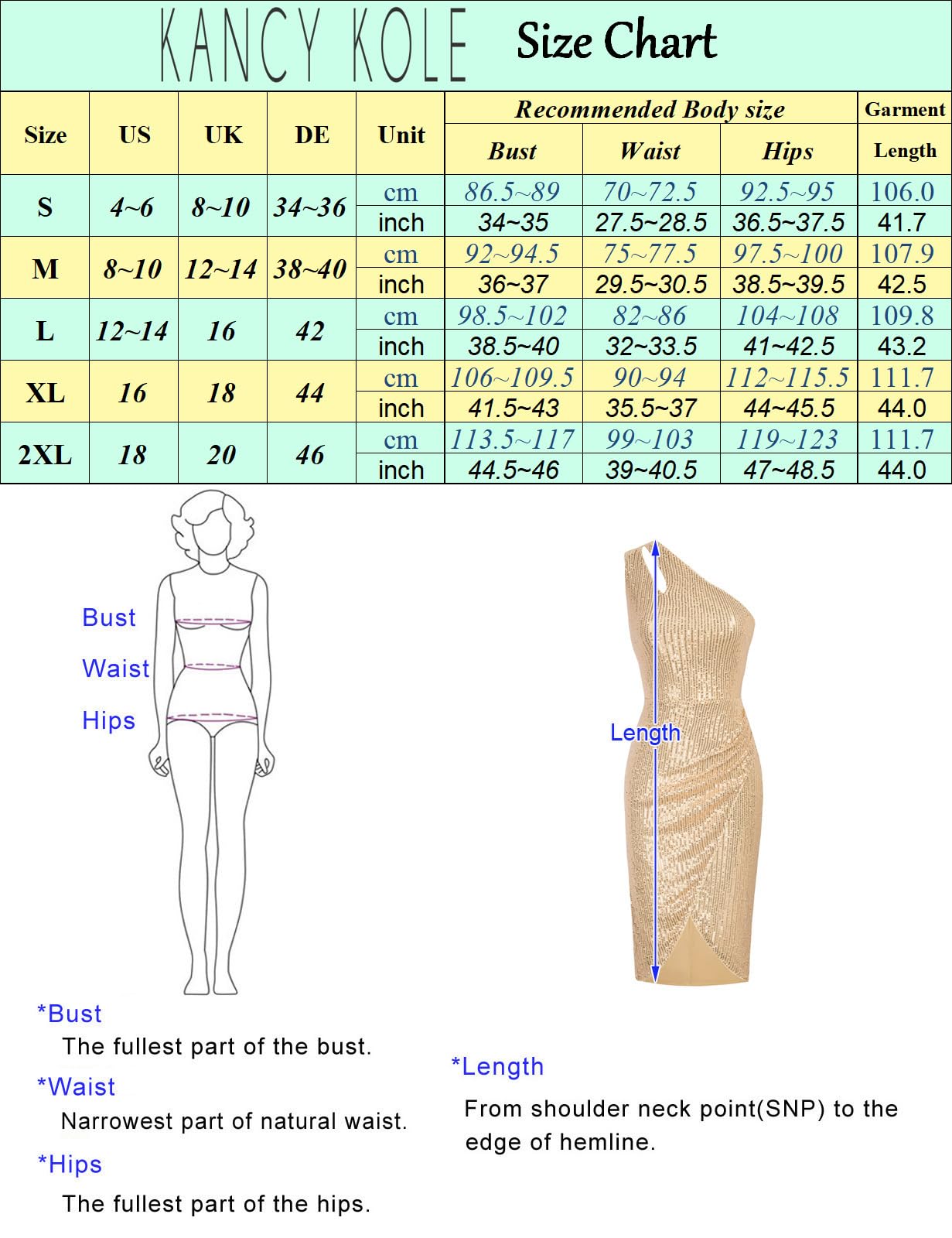 KANCY KOLE Women's Elegant Dresses Chic and Stylish Champagne Gold Sizing