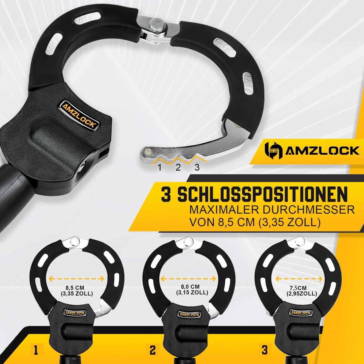 AMZLOCK E-Scooter lock with bag, handcuff lock for E-Scooters, 8mm thick chain lock