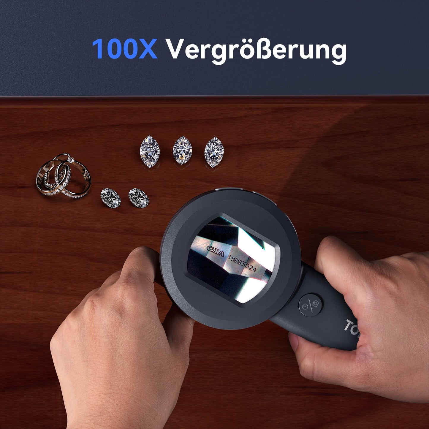 TOMLOV P10 microscope for adults and kids, handheld magnifier with light for misstruck coins, portable trichome microscope, jeweler's loupe for collectors, digital microscope with 2" screen.