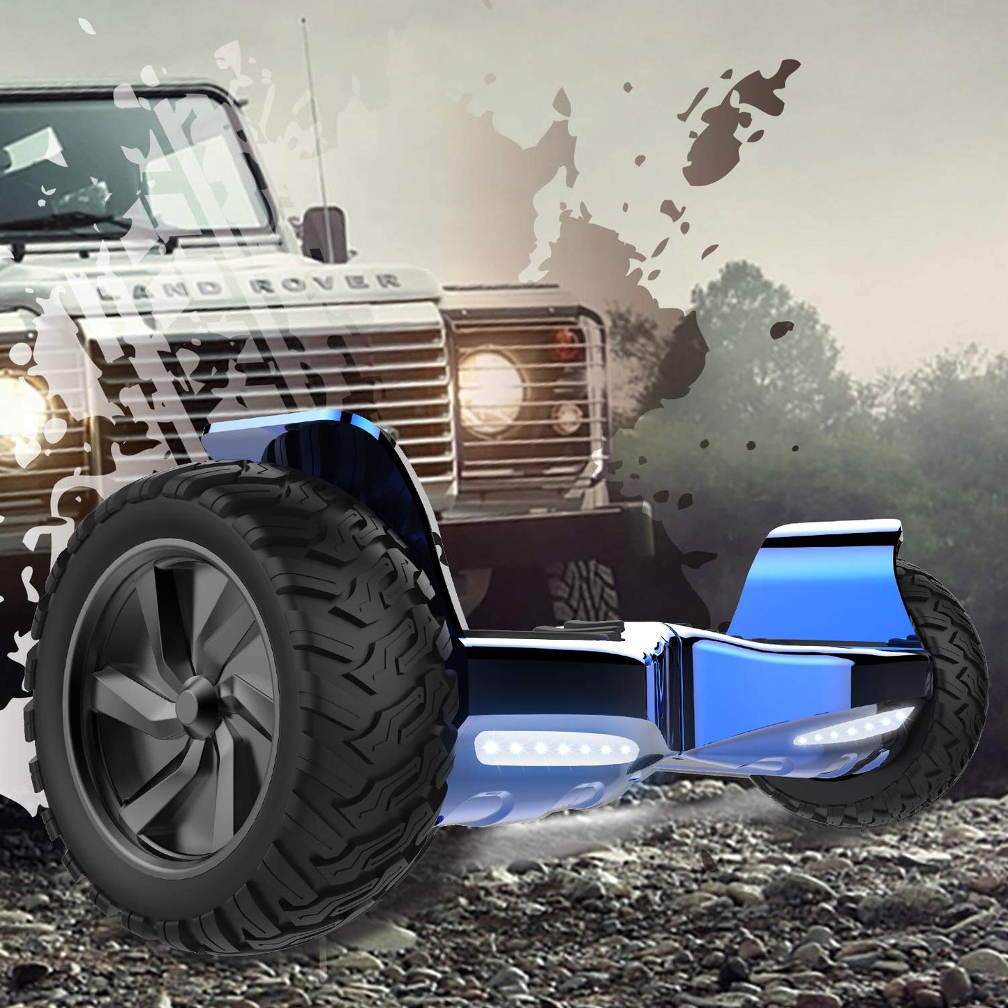 GeekMe off-road 8.5 inch SUV hoverboards with APP, Bluetooth speaker, dual motor, LED lights, all terrain hoverboards for kids and adults.