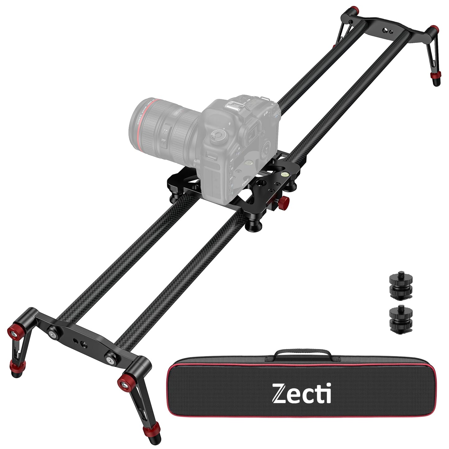 Zecti camera slider, 32 inch/80 cm, adjustable, carbon fiber, camera dolly rail, slider, video stabilizer, rail for camera, DSLR, video, film, photography, camcorder, stabilizer