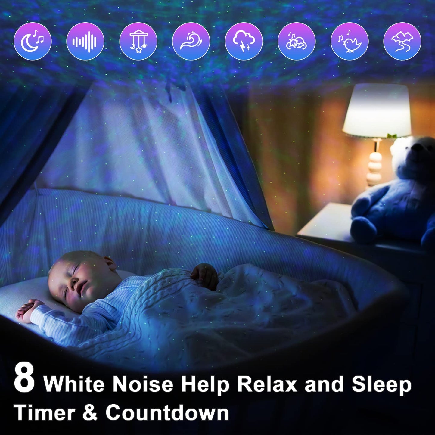 Kids starry sky projector, Valentine's Day decor space dog night light projector with remote control / APP, Wifi galaxy projector and dimming timer, LED projector soothing music compatible Alexa
