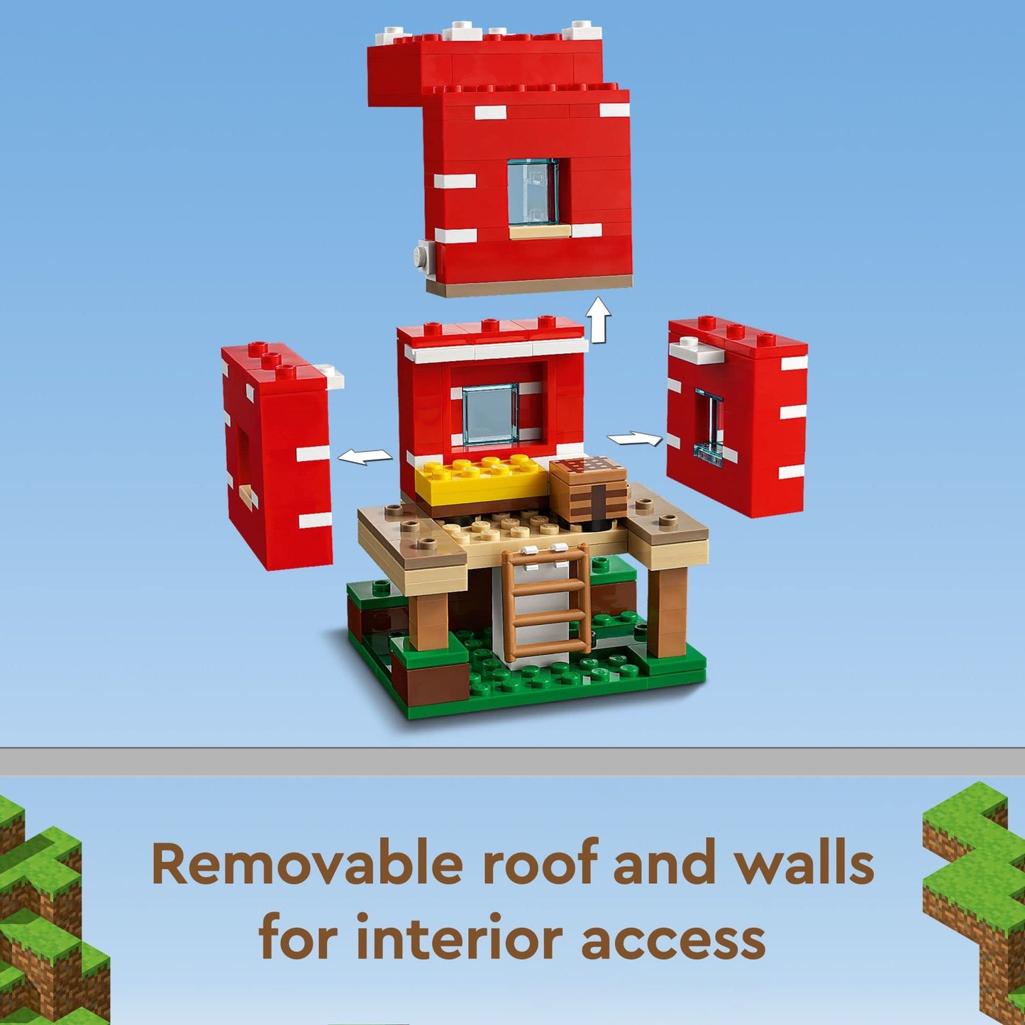 LEGO Minecraft The Turtle Beach House, Toy House with Accessories & Minecraft The Mushroom House, Toy for Ages 8 and Up