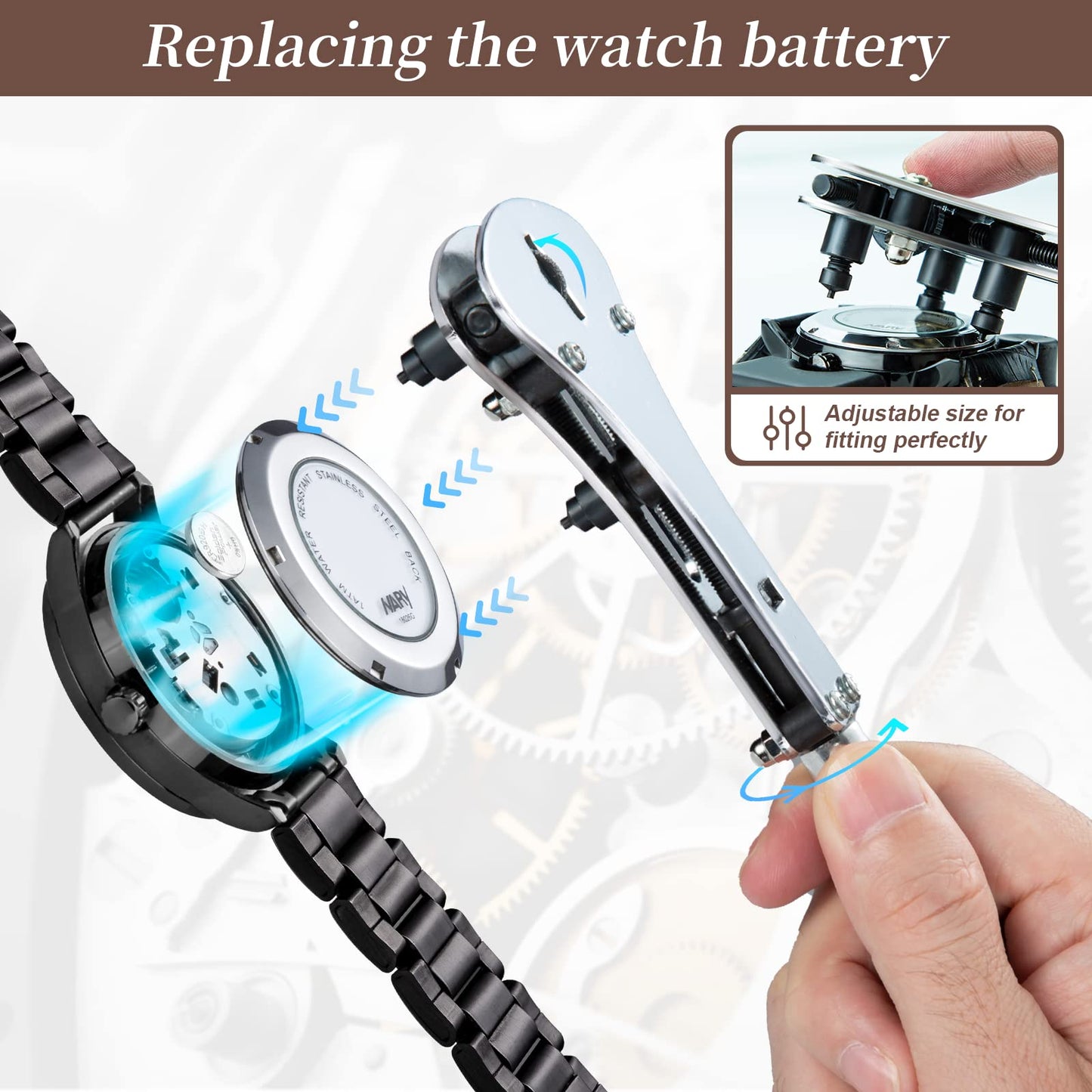 【2025 Full Version】Eventronic Watch Tool Set + Watch Press, Watch Case Press Tool, Watchmaker Tool Set, Watch Tool Battery Replacement, Case Closer Watch Repair Tool with 12 Pressure Plates