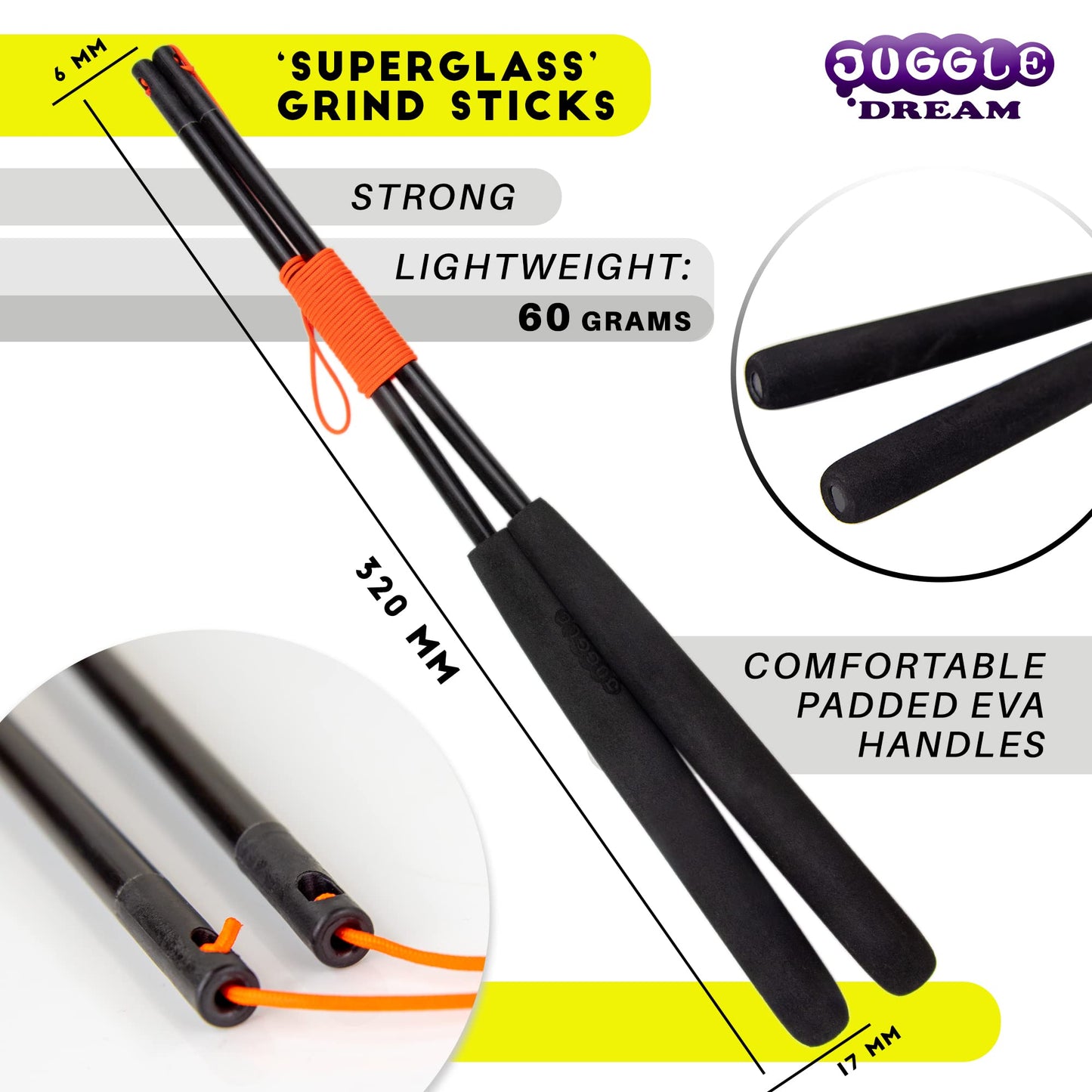 Juggle Dream Jester Diabolo Set - Fixed axle professional diabolo with Superglass handsticks, online instructional video - Juggling toy (Black/Red)