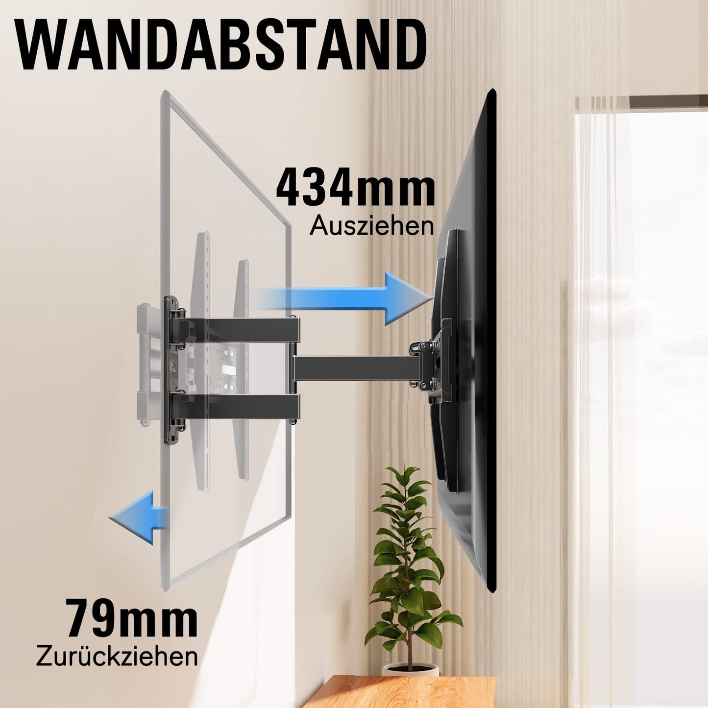 Mounting Dream TV wall mount swivel tilt extendable, TV wall mount for 26-60 inch flat & curved TVs or monitors up to 27kg, max. VESA 400x400mm, MD2432-03
