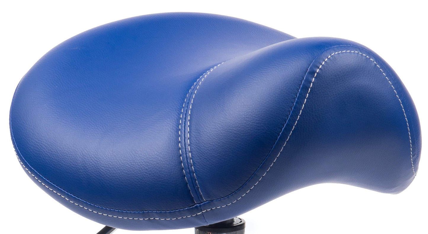 1stuff® Saddle Stool MULY - seat height up to approx. 74cm - ergonomic rolling stool office stool doctor stool work stool practice stool swivel stool (leatherette royal blue)