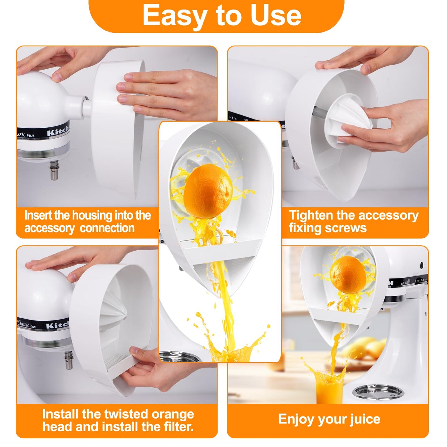 Juicer attachment for KitchenAid stand mixer, citrus juicer attachment for KitchenAid mixer attachments.