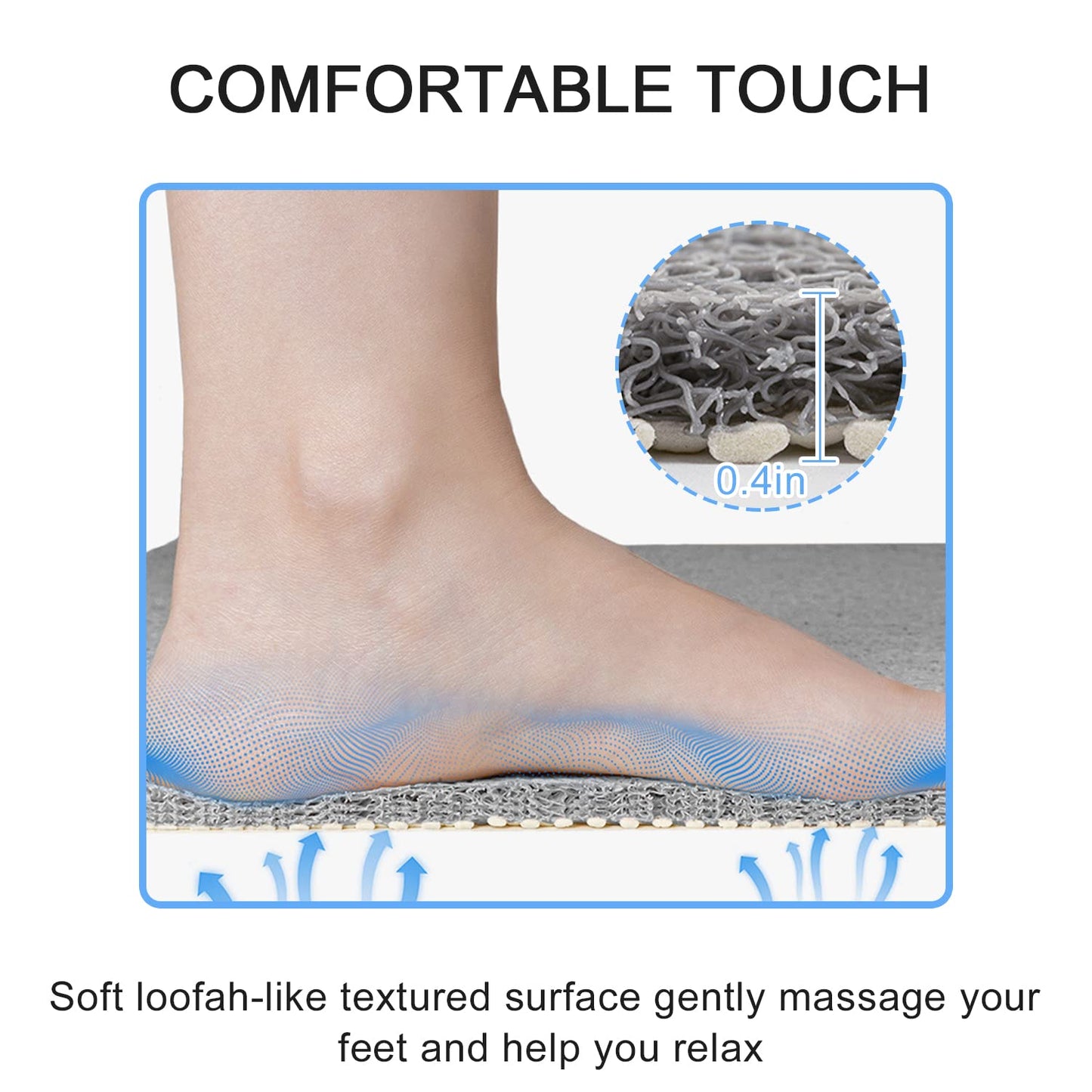 Non-slip shower mat, 80 x 80 cm Soft Comfort bathtub mat with drainage holes, Anti-mold, Quick drying, washable PVC shower mats, for wet areas, safe for children and elderly.