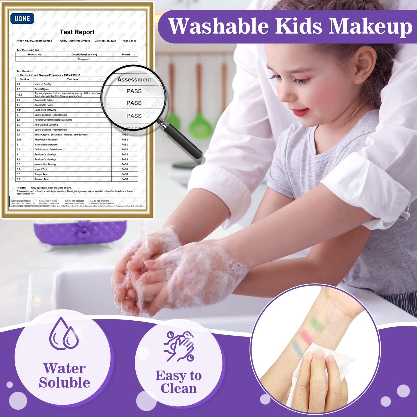 Kids Makeup Set for Girls, Pretend Play Makeup Kit for Girls, Washable Makeup Kit for Kids, Halloween Christmas Birthday Gifts for Kids Ages 4-11