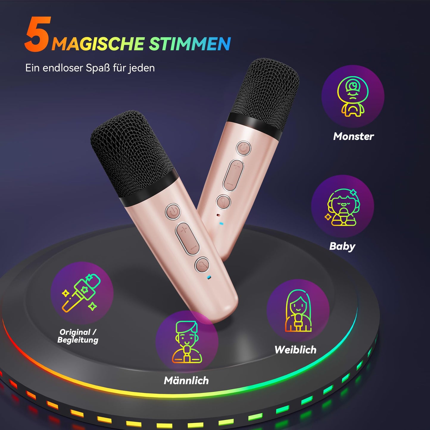 Karaoke machine with 2 karaoke microphones music instrument accessory: Wowstar karaoke system with 2 microphones - Mini karaoke machine - Speaker karaoke box set - Gifts for girls