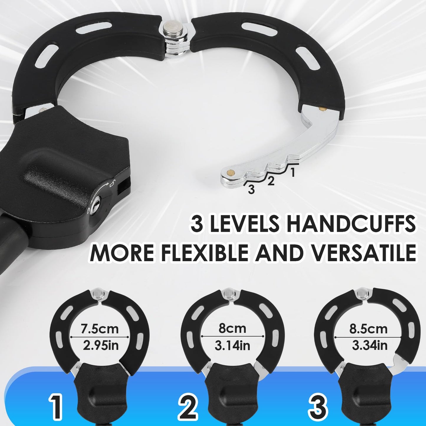 Gaethra E Scooter Lock, 120CM Lock for E Scooter, Handcuff Lock with Key, 14MM Thick Cable Lock High Security, E Roller Lock for Bike, Scooter, Stroller