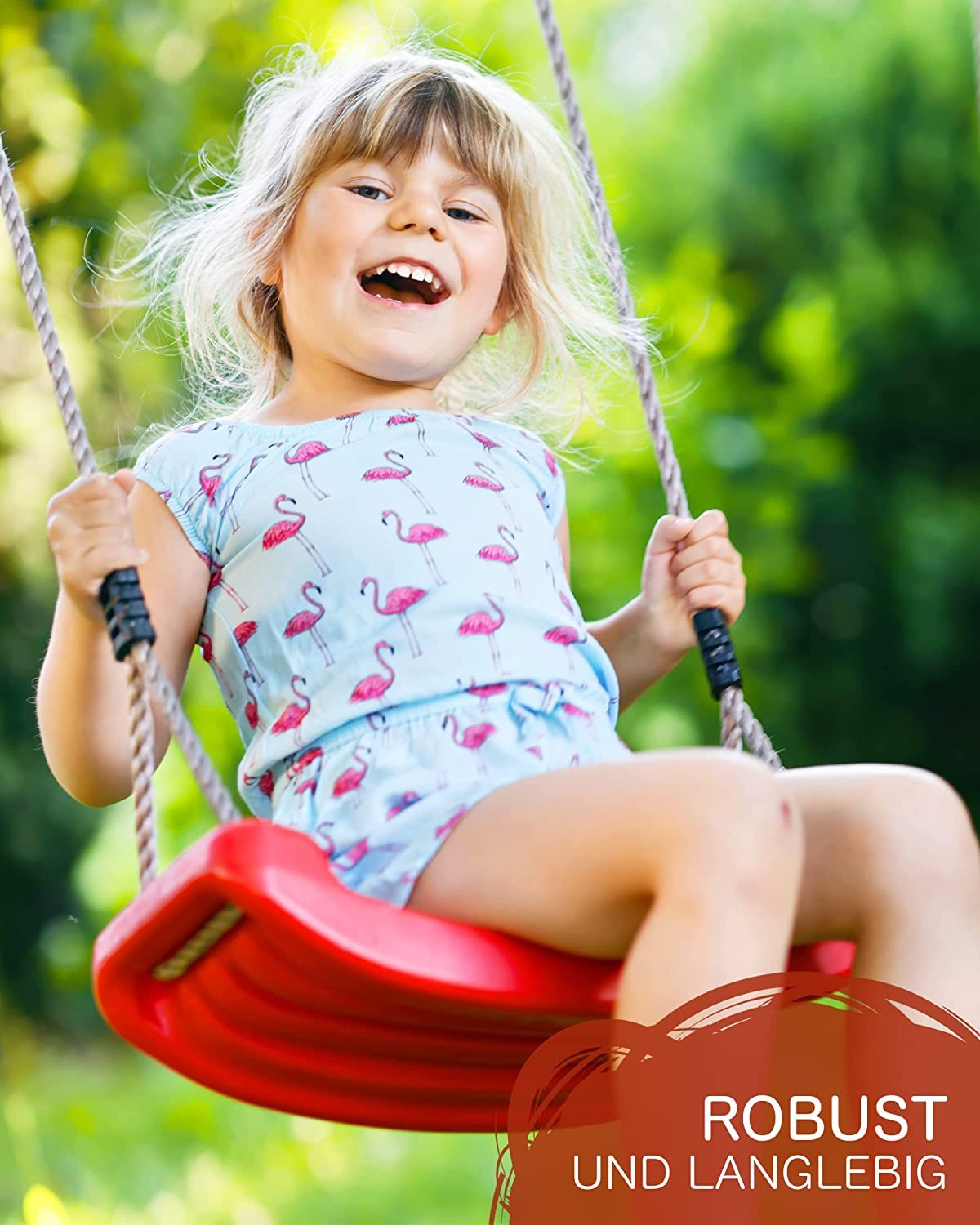 HOQ Swing Seat - Adjustable Swing Board - Non-Slip, Weather-Resistant Kids Swing - Garden & Playground Accessory - Indoor & Outdoor - Pink
