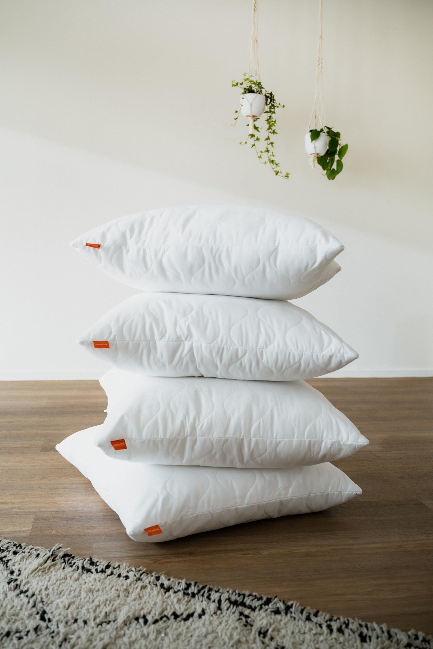 Sleeping pillow 80x80 cm set of 4, hypoallergenic, washable, Made in EU, Oeko-Tex, large bed pillow 80 x 80, cushions, pillows, 4 pieces, comfort 100.